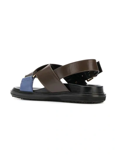 Shop Marni Fussbett Cross-over Sandals In Brown