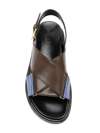 Shop Marni Fussbett Cross-over Sandals In Brown