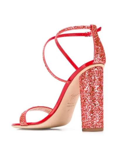 Shop Giuseppe Zanotti Glitter Detail Sandals In Orange