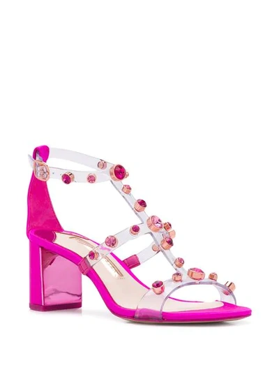 Shop Sophia Webster Embellished Stud Sandals In Fuchsia Pink