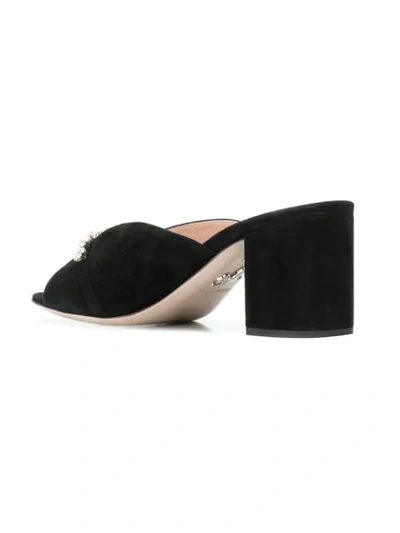 Shop Miu Miu Crystal Embellished Mules In Black