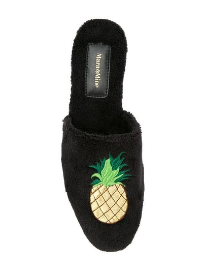 Shop Mara & Mine Nadia Pineapple Mules In Black