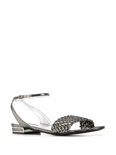 Shop Casadei Ankle Strap Sandals In Silver