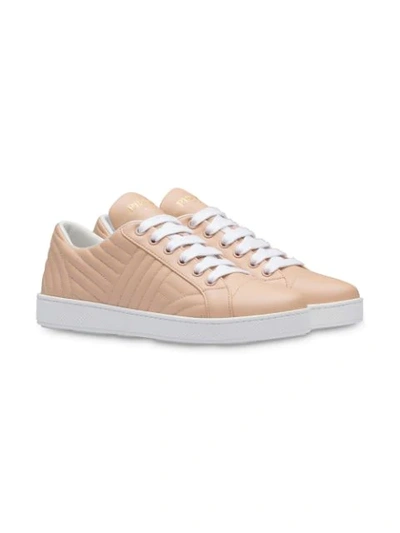 Shop Prada Diagramme Quilted Sneakers In Pink