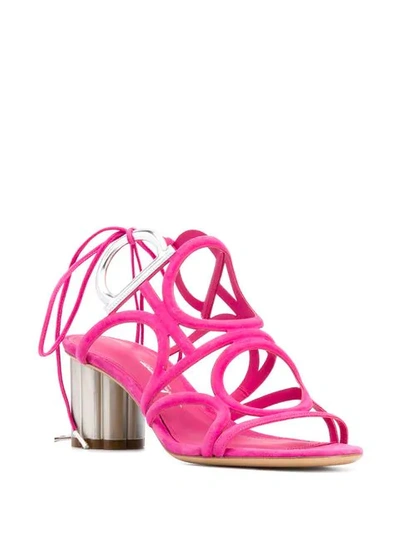 Shop Ferragamo Flower Heel Gancini Sandals In Pink