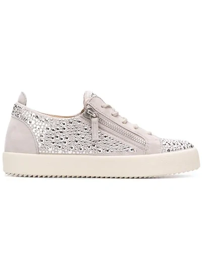 Shop Giuseppe Zanotti Gail Crystal Sneakers In Grey