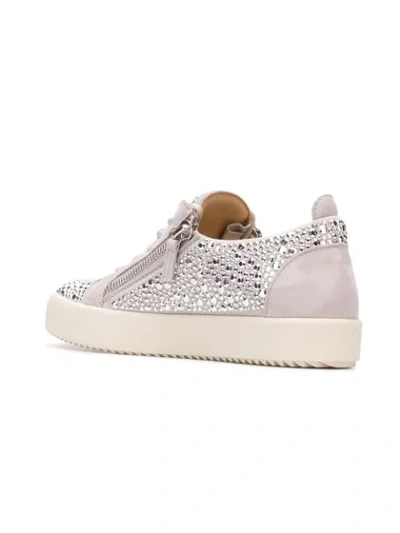 Shop Giuseppe Zanotti Gail Crystal Sneakers In Grey