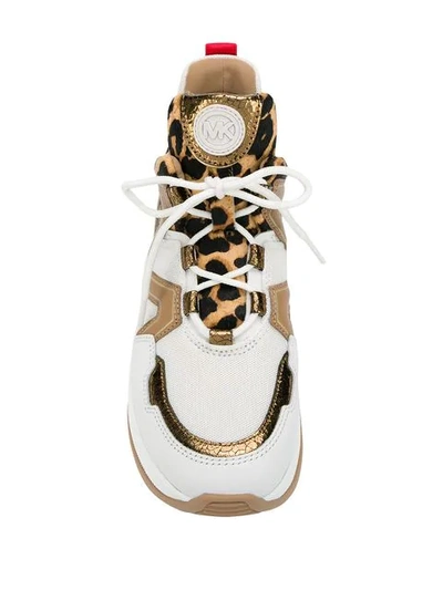 Shop Michael Michael Kors Olympia Sneakers In Bianco/naturale