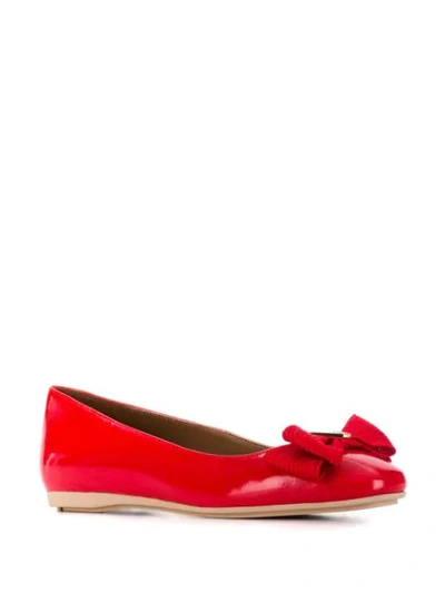 Shop Emporio Armani Bow Embellished Ballerina Shoes In 00640 Red