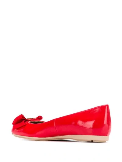 Shop Emporio Armani Bow Embellished Ballerina Shoes In 00640 Red