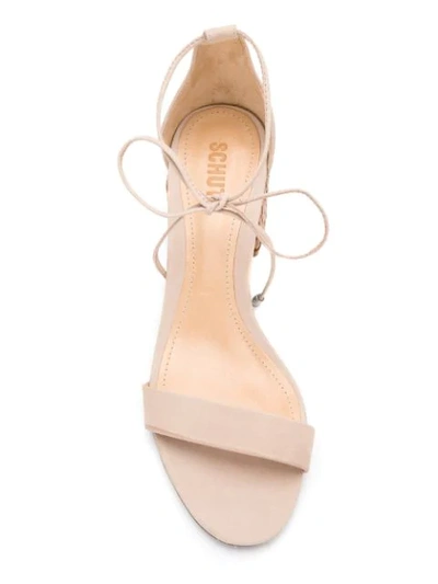 Shop Schutz S2000103480002 Pale Nude Leather/fur/exotic Skins In Neutrals