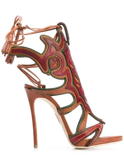 Shop Dsquared2 Front Motif Sandals In Brown