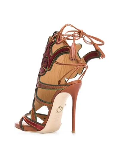 Shop Dsquared2 Front Motif Sandals In Brown