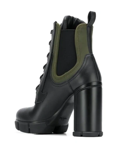 Shop Prada Stiefeletten Mit Schnürung In Black