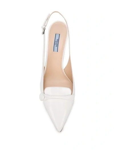 Shop Prada Pointed Slingback Pumps In White