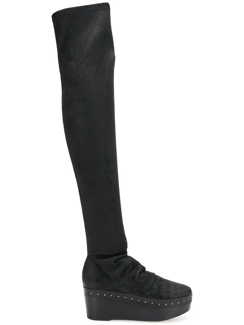 Rick Owens Overknee Stiefel Mit Plateausohle In Black Modesens