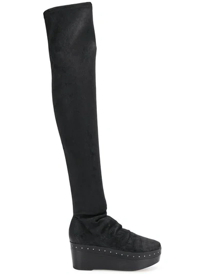 Shop Rick Owens Overknee-stiefel Mit Plateausohle In Black