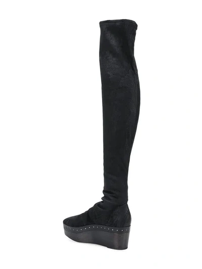 Shop Rick Owens Overknee-stiefel Mit Plateausohle In Black