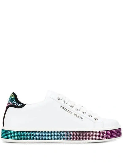 Shop Philipp Plein Lo-top Sneakers Crystal In White