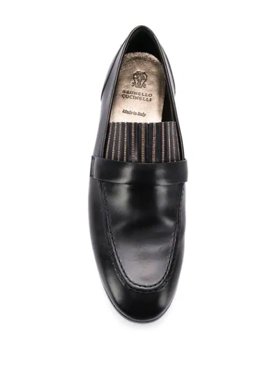 Shop Brunello Cucinelli Shiny Fringe Loafers In Black