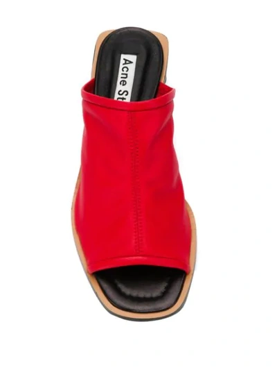 Shop Acne Studios Leather Slide Sandals In Red