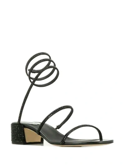 René Caovilla Cleo 40mm Open Toe Sandals In Black