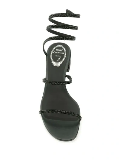 René Caovilla Cleo 40mm Open Toe Sandals In Black