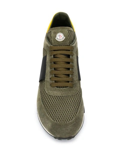 Shop Moncler Contrast Stripe Sneakers In Green