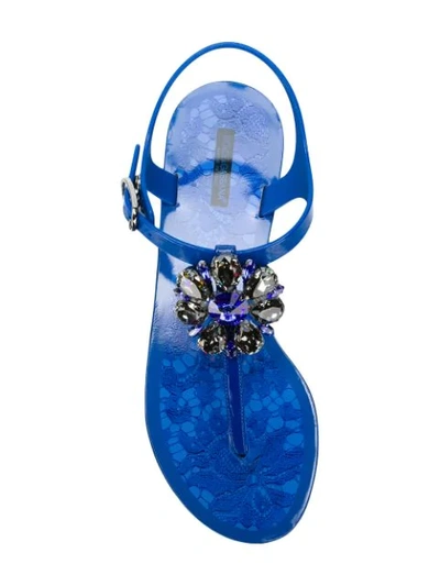 Shop Dolce & Gabbana Embellished Thong Strap Sandals In Blue