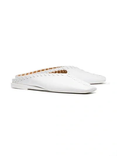 Shop Jil Sander White Square Toe Leather Loafers