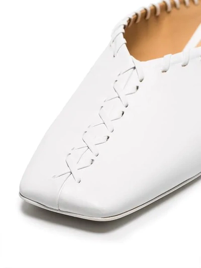 Shop Jil Sander White Square Toe Leather Loafers