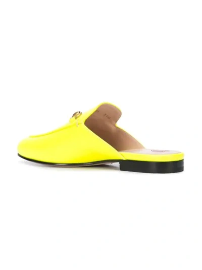 Gucci Neon Leather Horsebit Mules In Fluorescent Yellow Leather