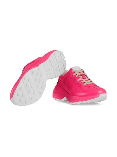 Shop Gucci Rhyton Fluorescent Leather Sneaker In Pink
