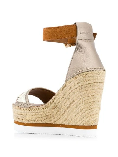 Shop See By Chloé Glyn Wedge Sandals In Gold