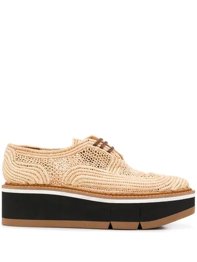 Shop Clergerie Raffia Lace-up Shoes In Neutrals