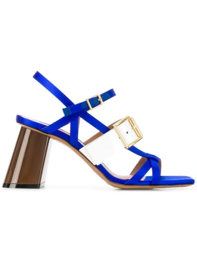 Shop Marni Buckled Strappy Sandals In Blue