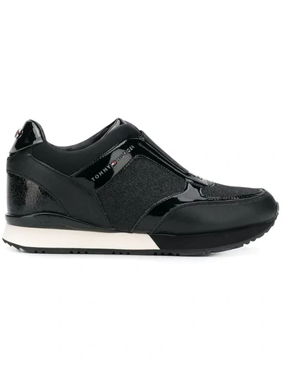 Shop Tommy Hilfiger Laceless Running Sneakers In Black
