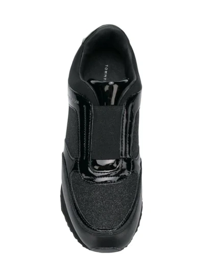 Shop Tommy Hilfiger Laceless Running Sneakers In Black