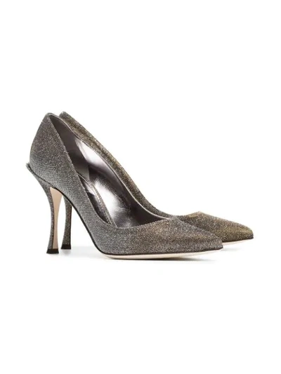 metallic Lori 90 fabric glitter pumps