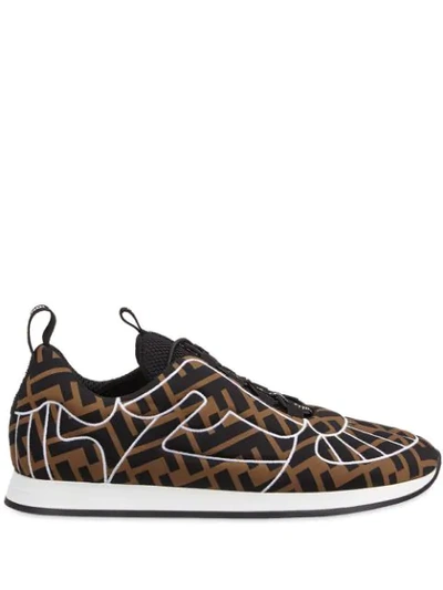 Fendi Ffreedom Logo Embroidered Sneaker In Brown