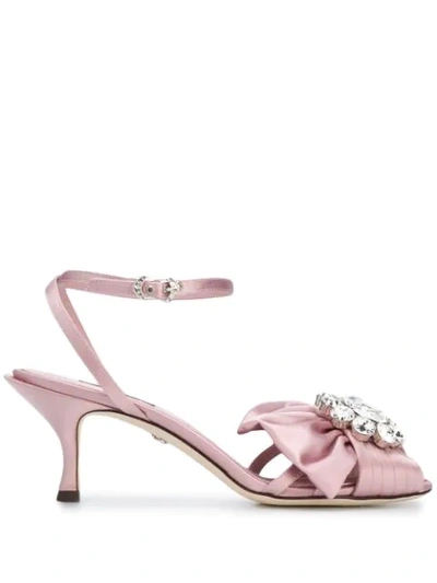 Shop Dolce & Gabbana Bow Sandals In Pink