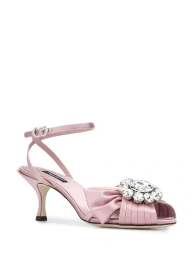 Shop Dolce & Gabbana Bow Sandals In Pink