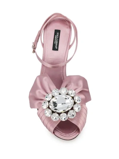 Shop Dolce & Gabbana Bow Sandals In Pink