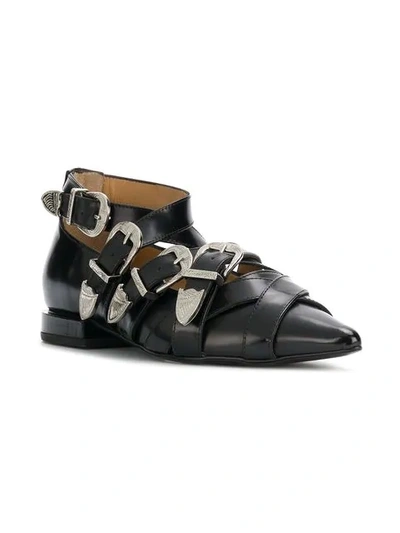 Toga Pointed Toe Flats In Black | ModeSens