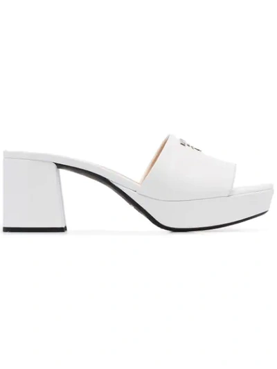 Shop Prada White Platform 65 Patent Leather Mules