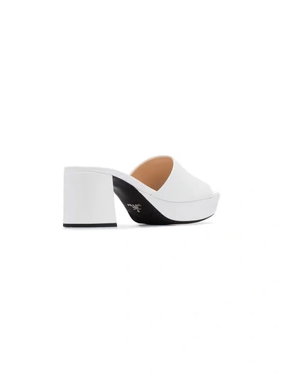 Shop Prada White Platform 65 Patent Leather Mules