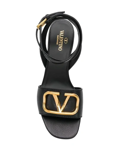 Shop Valentino Vlogo Block-heel Sandals In Black