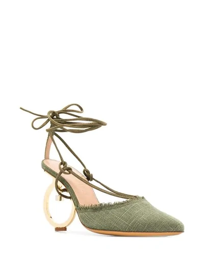Shop Jacquemus Circle Heel Sandals In Green