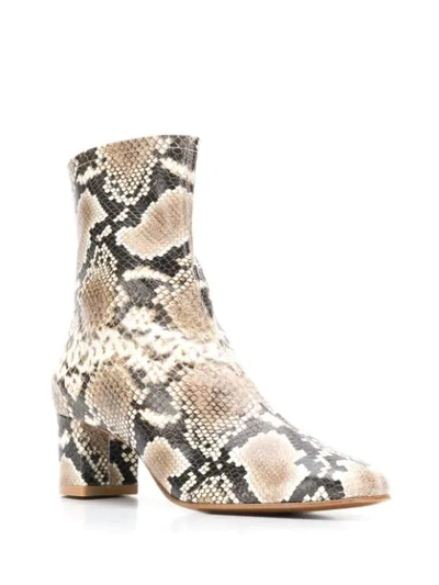 Shop By Far Snakeskin-effect Zip-up Ankle Boots In Grey