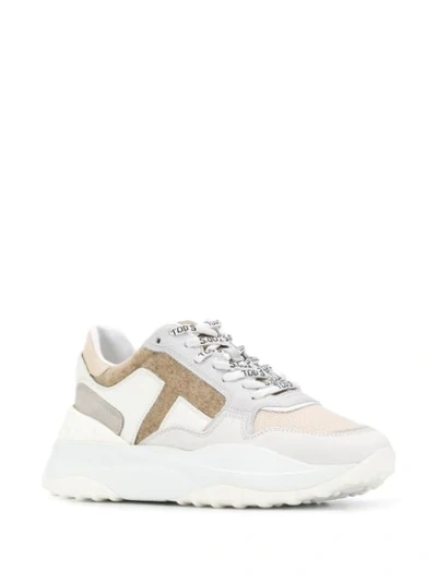 Shop Tod's Colour-block Sneakers In Neutrals